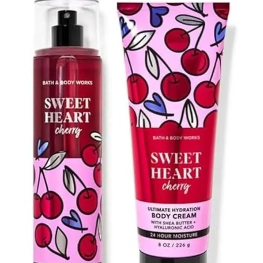Bath and Body Works Sweet Heart Cherry Body Cream & Fine Fragrance Mist 2pc Set